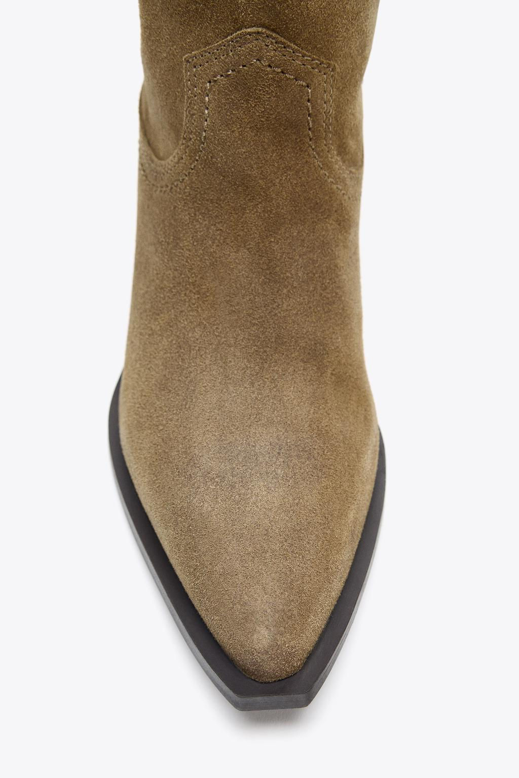 SPLIT SUEDE KNEE-HIGH BOOTS - Zara фото 9