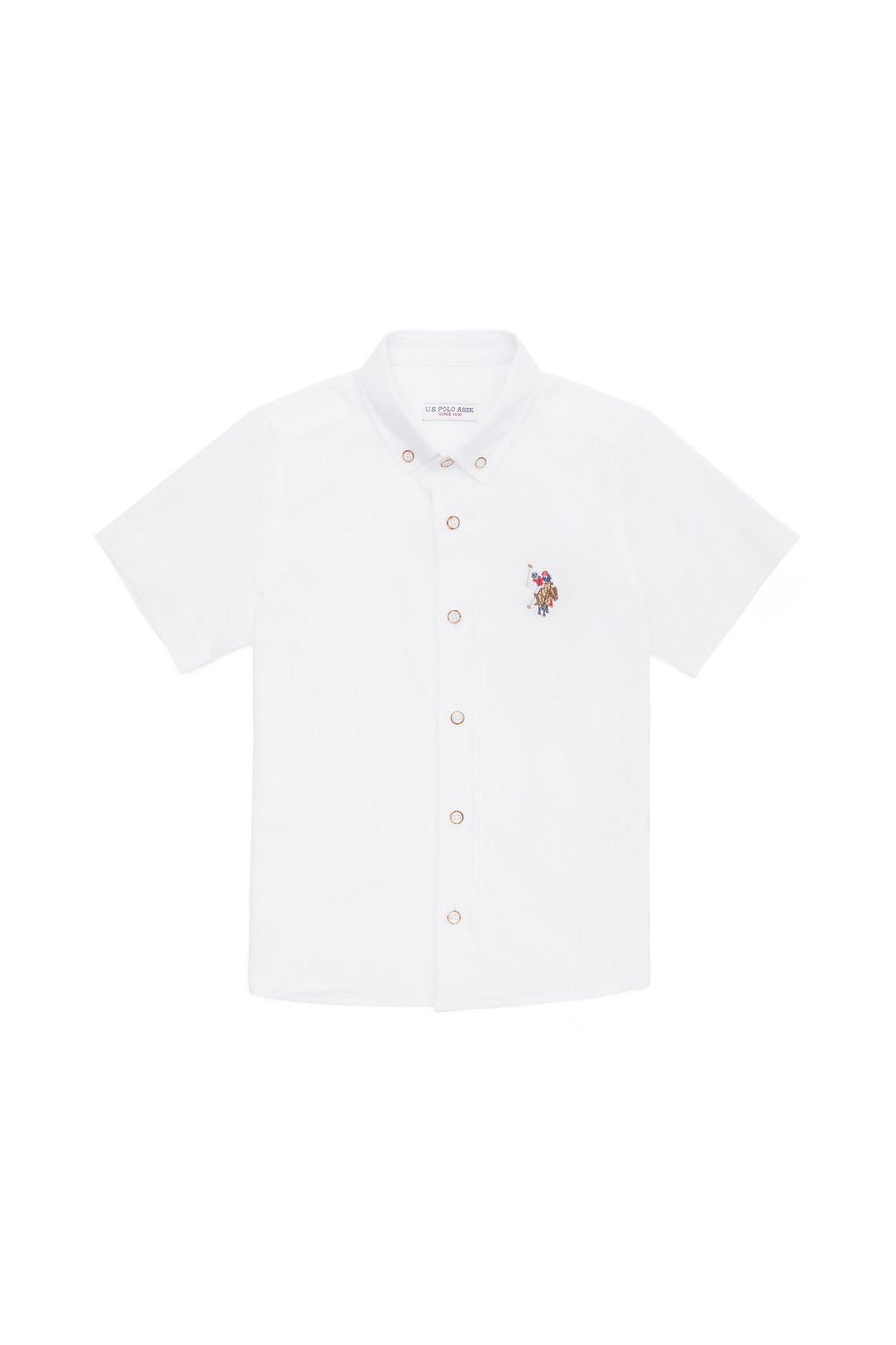 Рубашка с коротким рукавом U.S. Polo Assn для мальчиков из хлопка белая фото 2