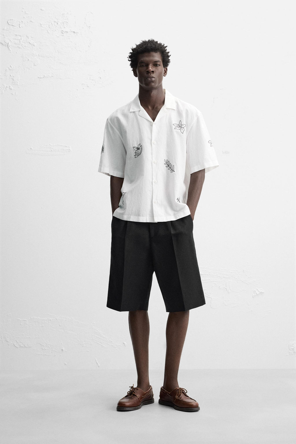 EMBROIDERED COTTON/LINEN SHIRT - Zara фото 8