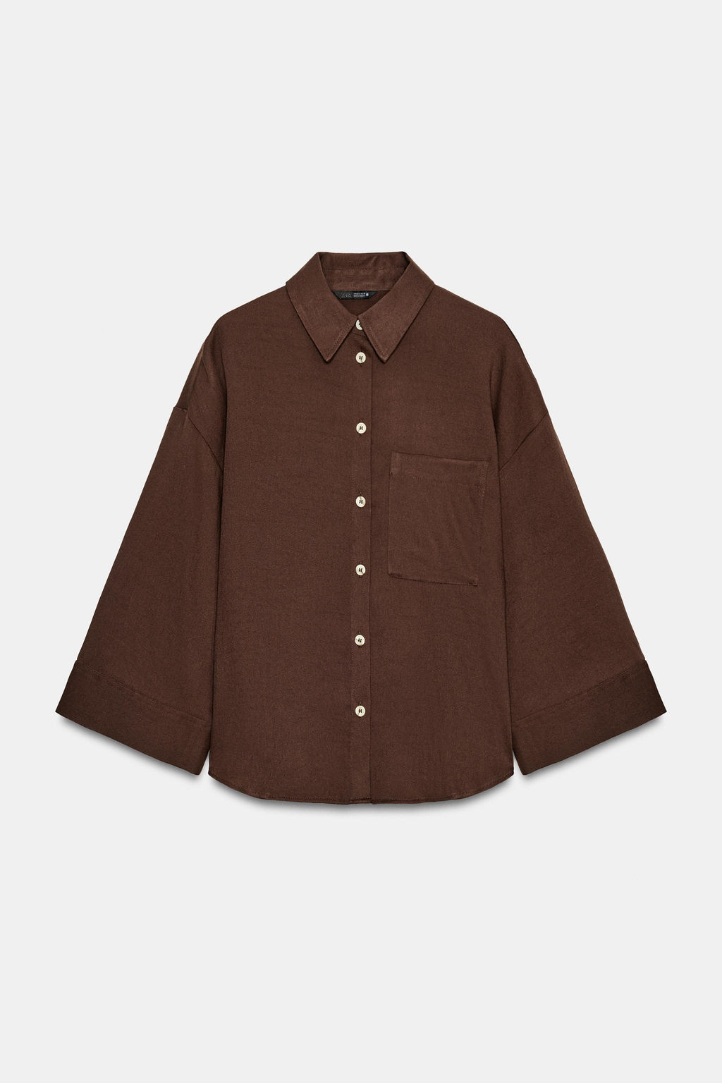 CAMISA OVERSIZE MANGA ANCHA / Marr?n - Zara фото 7