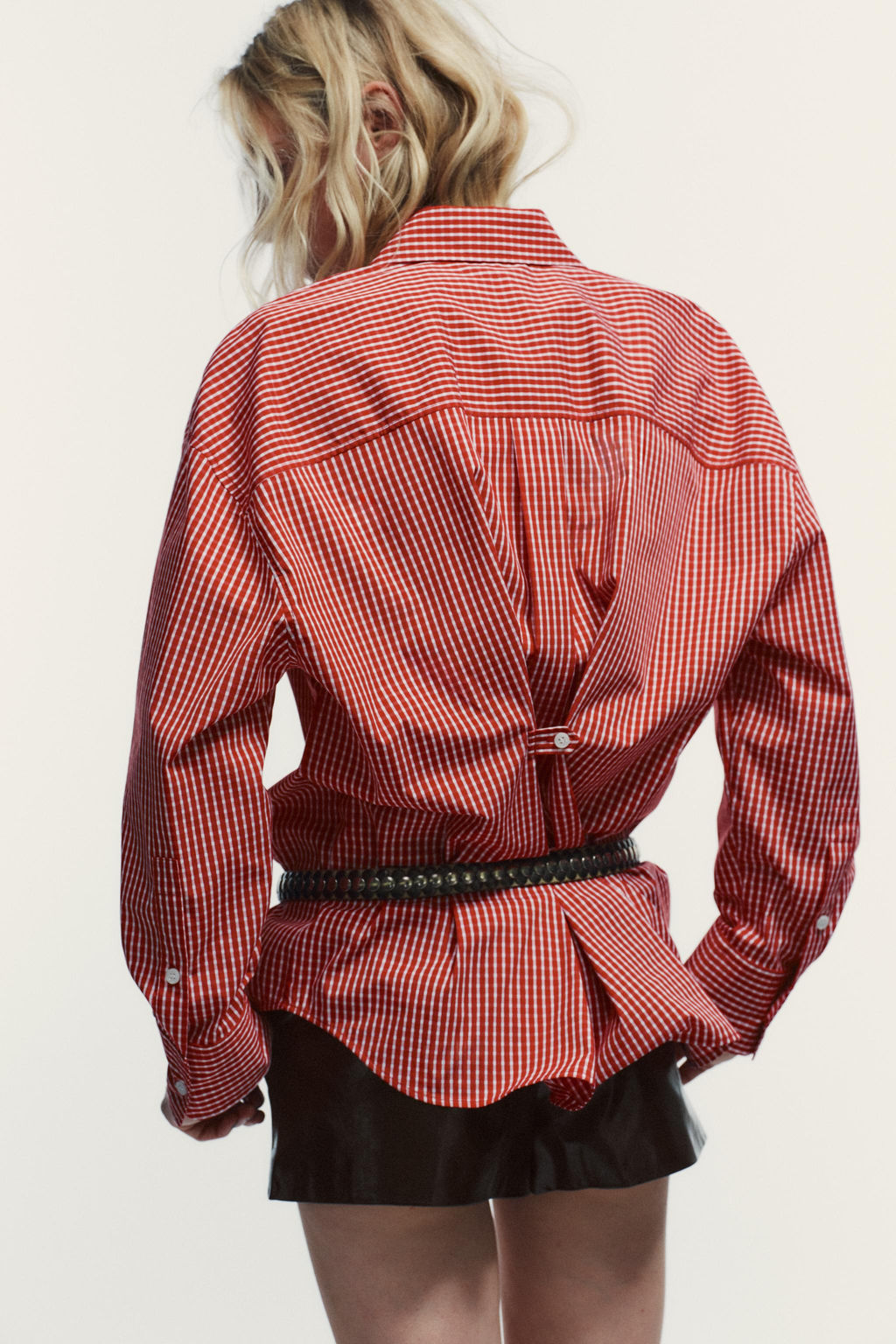 OVERSIZE CHECK POPLIN SHIRT - Zara фото 7
