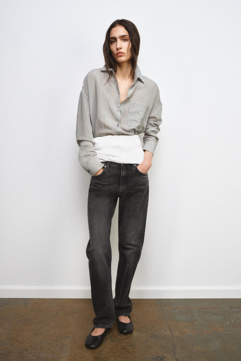 ZW COLLECTION STRIPED FLOWING SHIRT - Zara фото 10