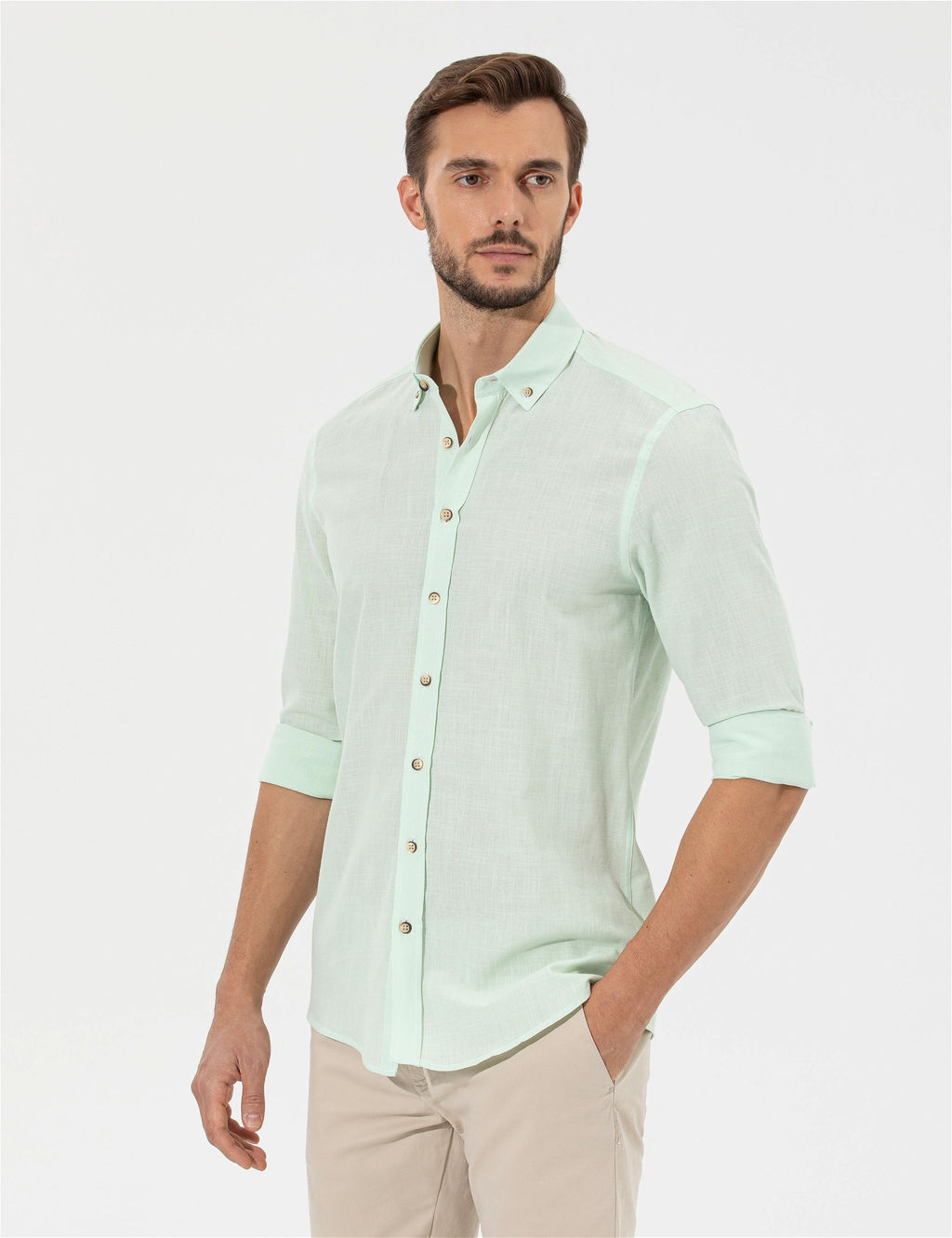 Ye_il Slim Fit Uzun Kollu G_mlek