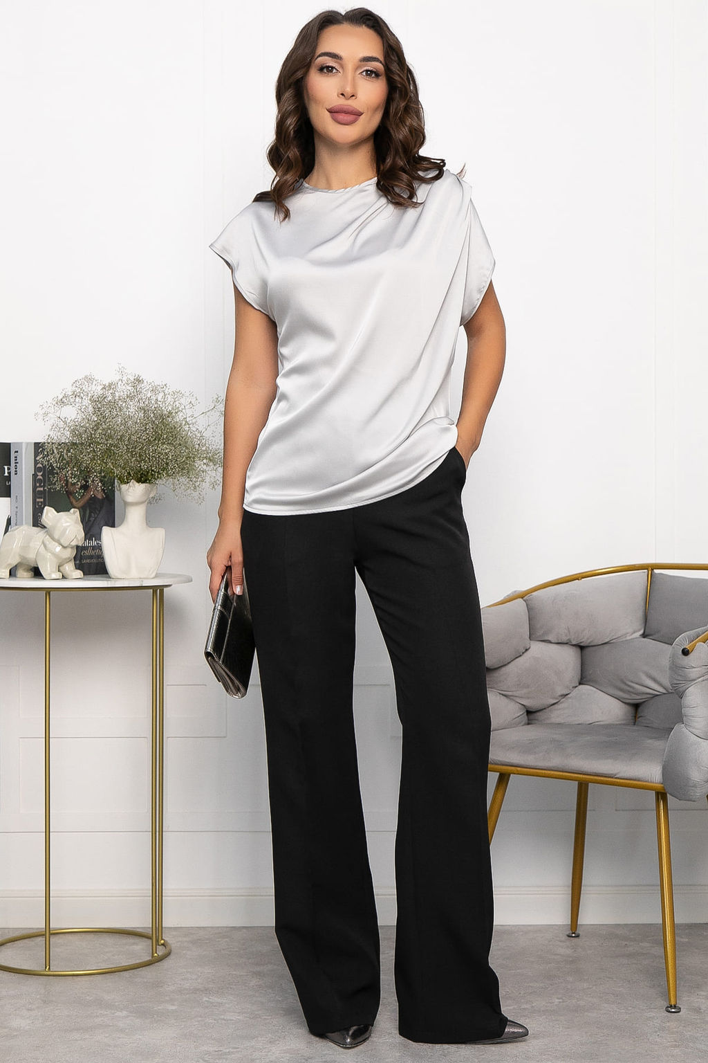 Блуза Маркиза (серая) Б14147-30М - Lt collection фото 6