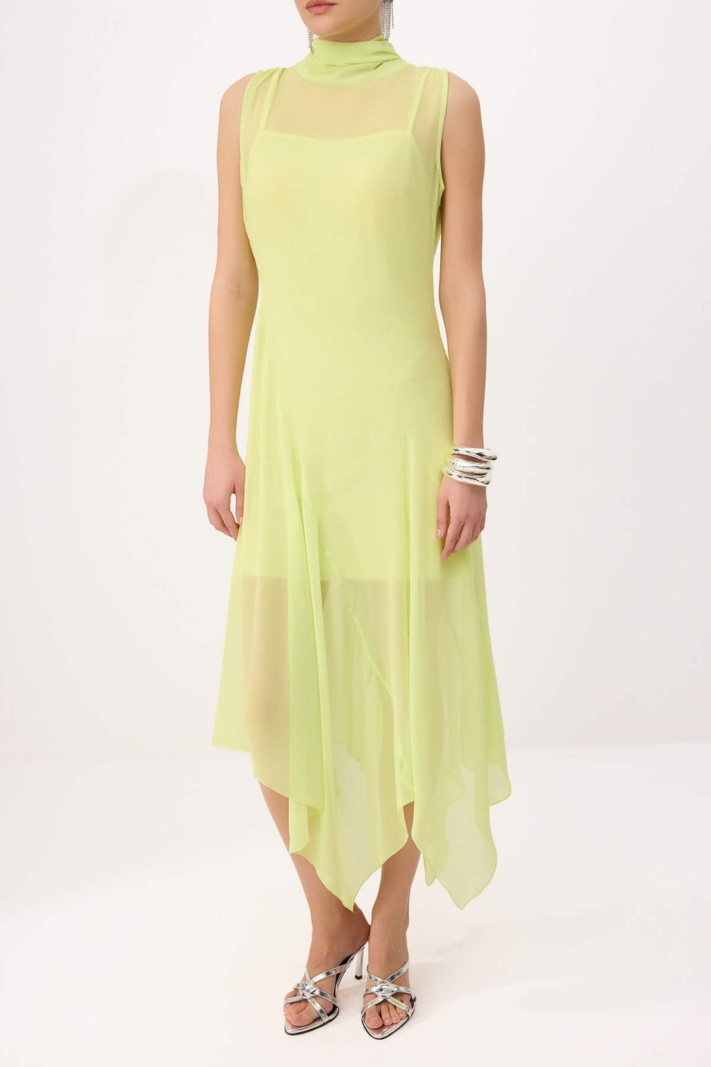 Lime Sifon Astarl? Dokuma Asimetrik Midi Elbise TPRSS26EL00124 - Trendyolmilla фото 3