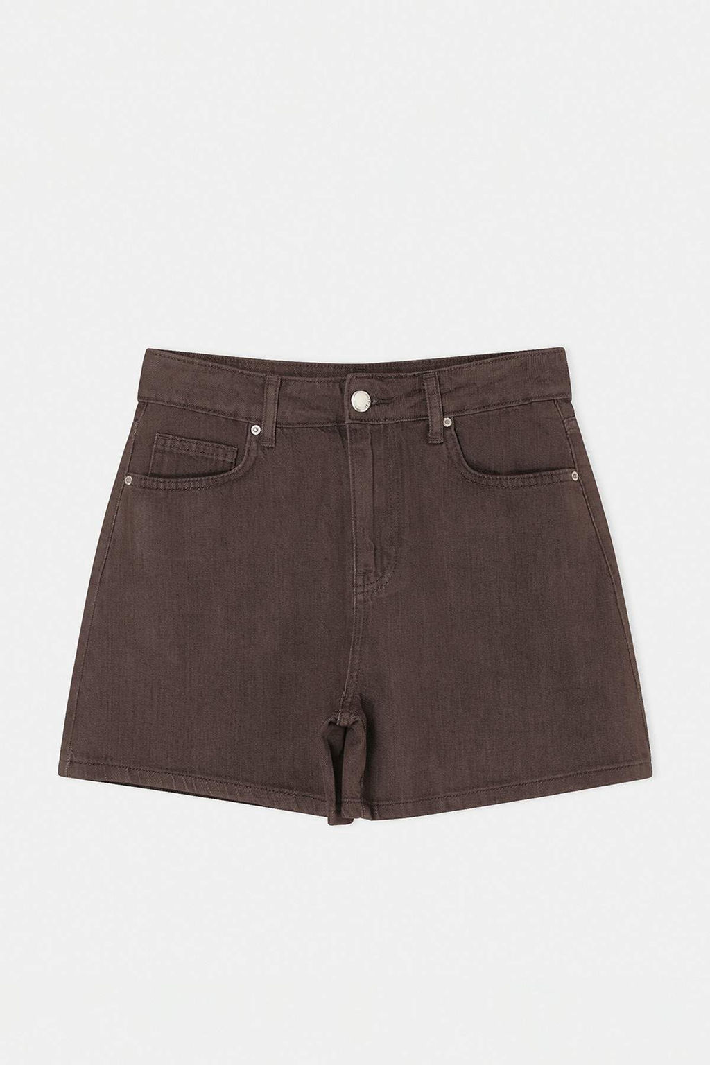 Kahverengi Vintage Y?kama Yuksek Bel City Boy Denim Sort TWOSS26SR00068