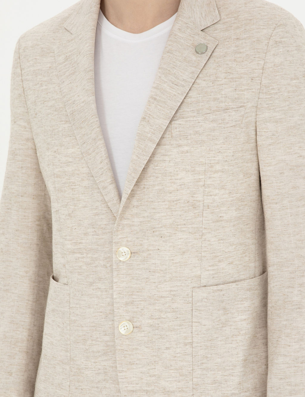 Bej Slim Fit Keten Kar___ml_ _izgili Tak_m Elbise