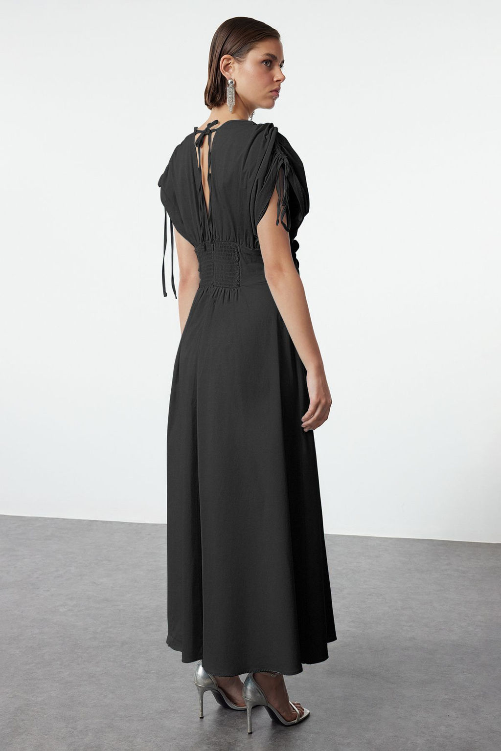 Trendyolmilla Ac?k Mavi 3 Boyutlu Cicek Detayl? Poplin S?k Abiye Gece Mezuniyet Elbisesi TPRSS24EL00282  фото 5