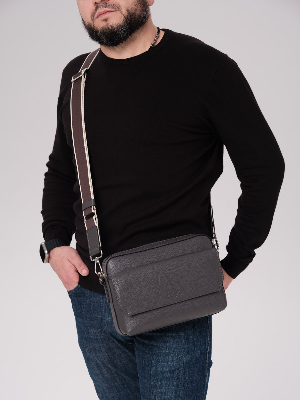 Мужская кожаная сумка Bora DBR 7113 темный лес