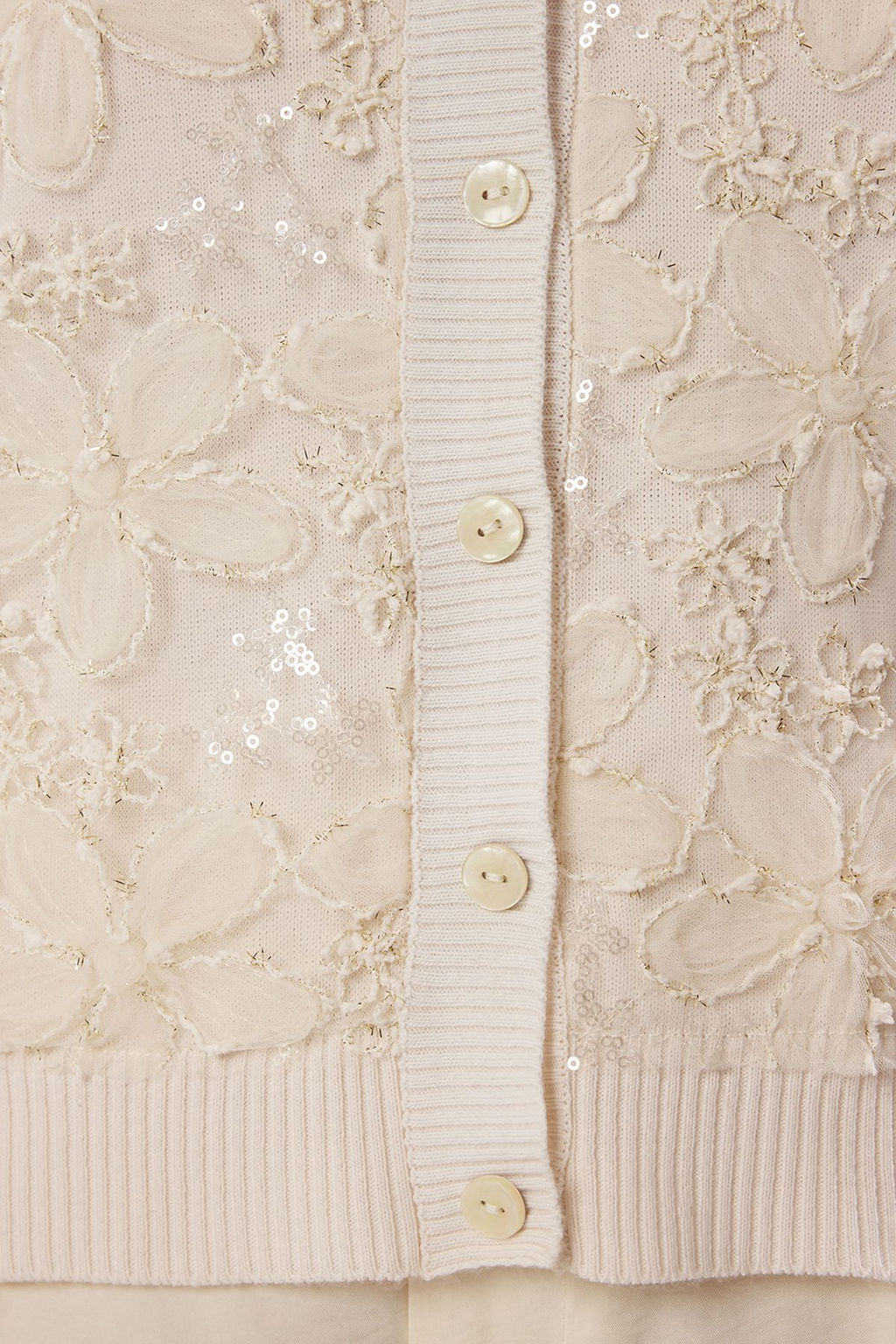 Ekru Dantel Detayl? V Yaka Triko Yelek TWOSS25YE00116
