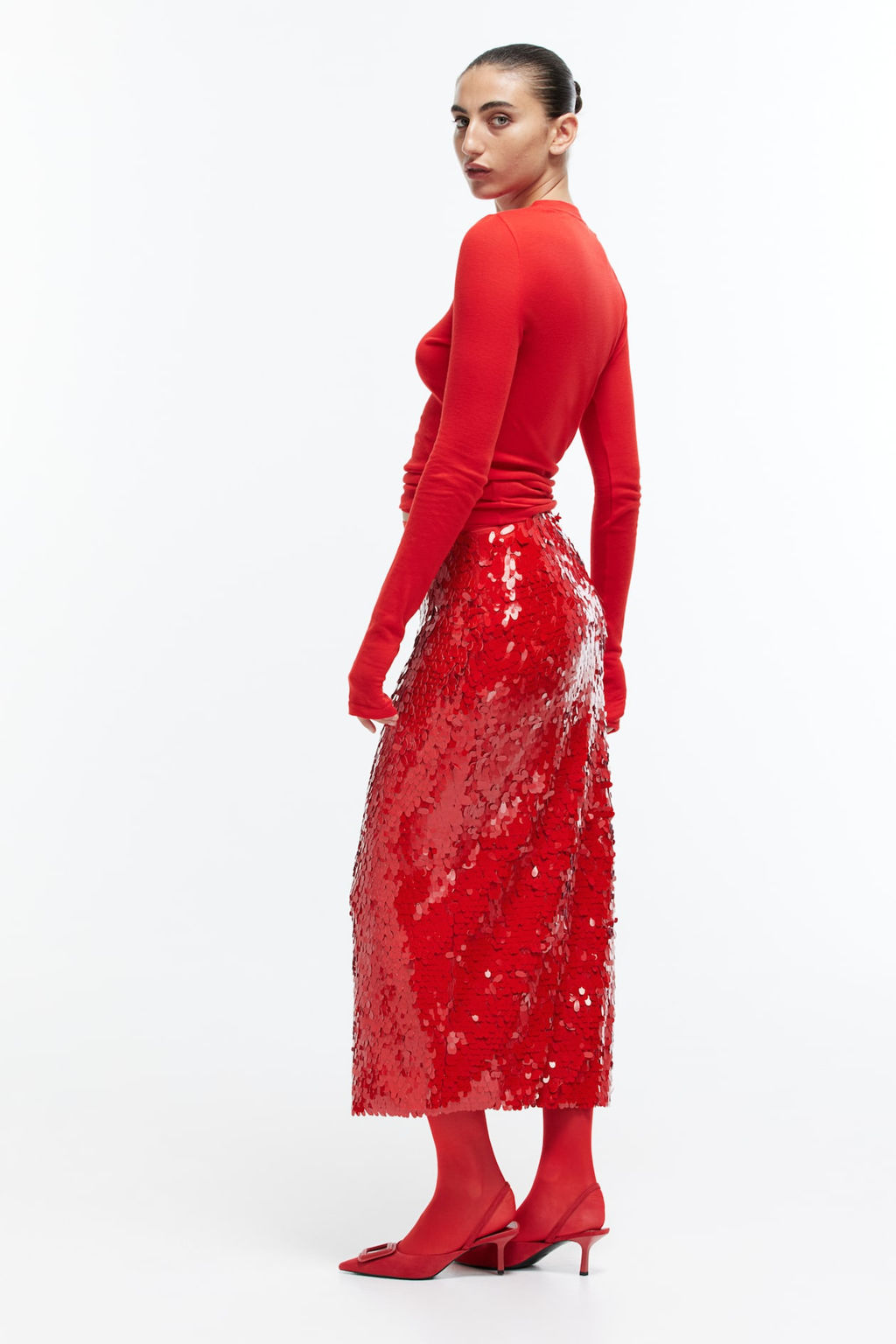 Falda midi de lentejuelas - H&m фото 3