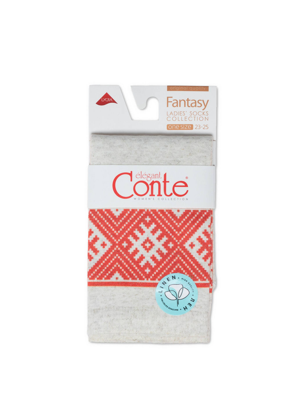Цена за 2 пары. Носки Классические CONTE Носки с принтом FANTASY из смесовой пряжи с хлопком и льном бежевый - Conte elegant фото 21