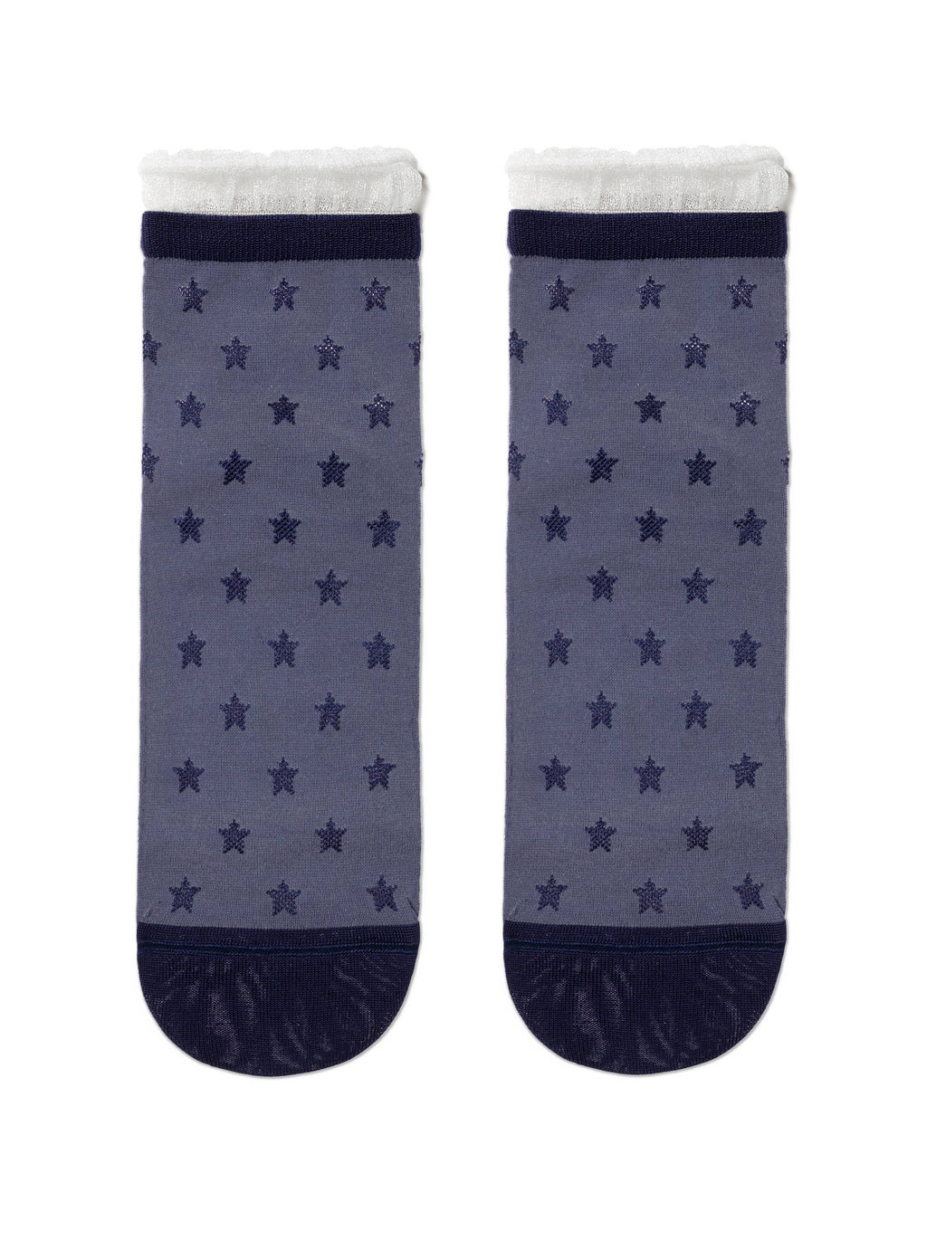 Цена за 2 пары. Носки Короткие CONTE Носки CLASSIC из вискозы с глянцевым рисунком и декоративной прозрачной сеткой джинс - Conte elegant фото 2