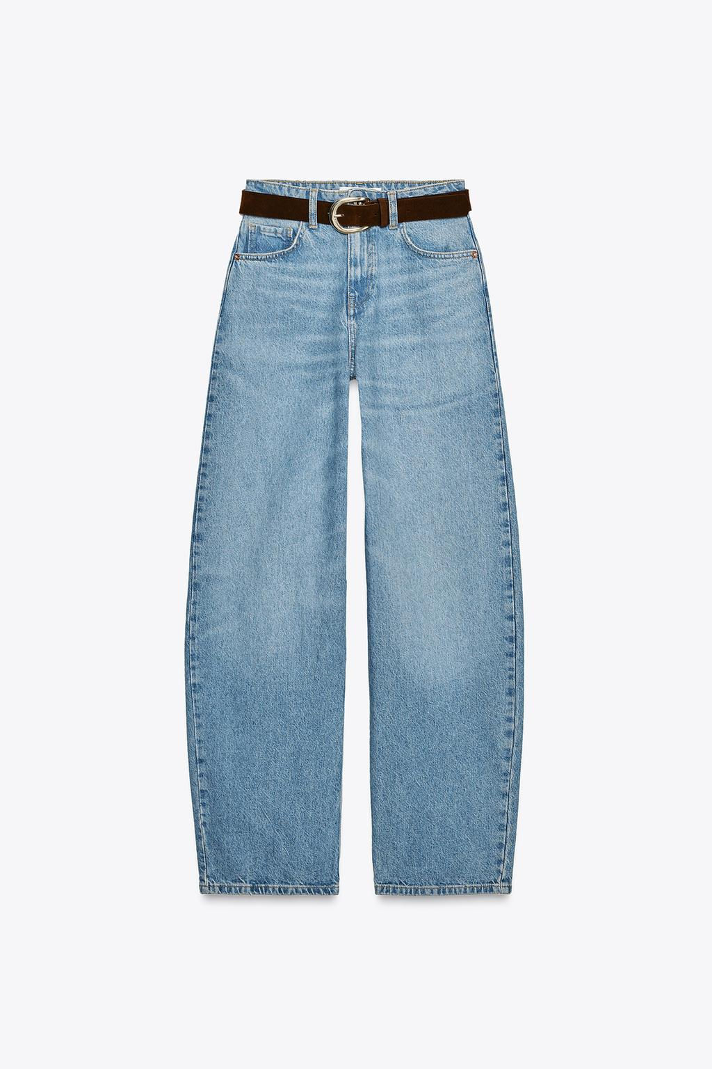 Z1975 HIGH-WAIST WIDE-LEG TAPERED BELTED JEANS - Zara фото 2