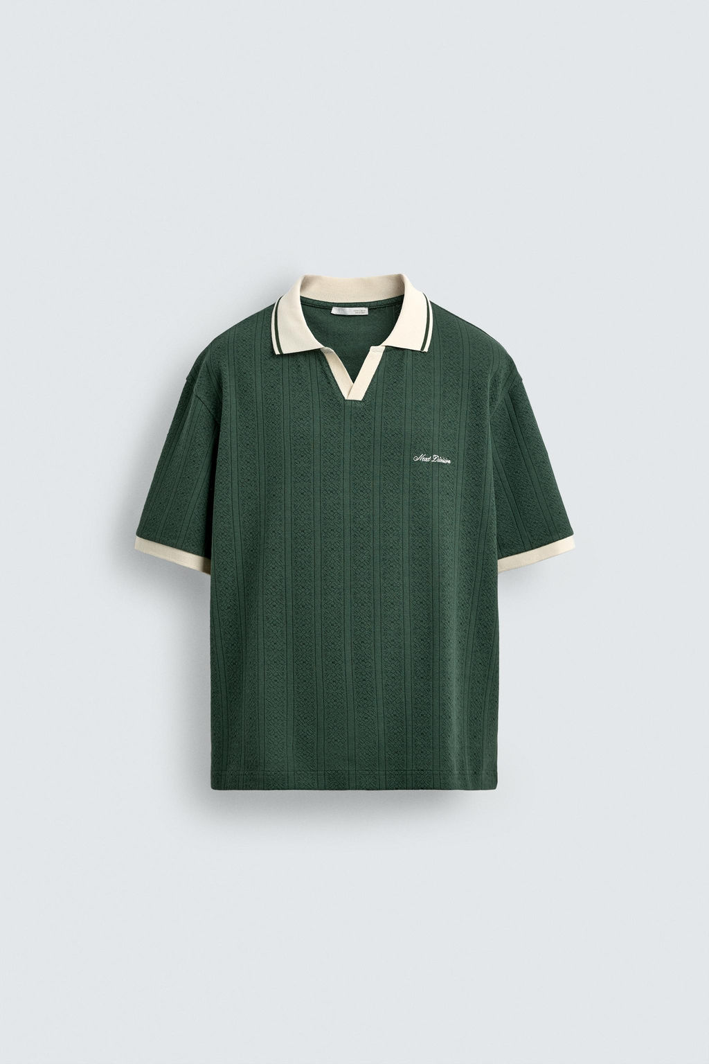 POLO JACQUARD VERTICAL BORDADO / Verde - Zara фото 7