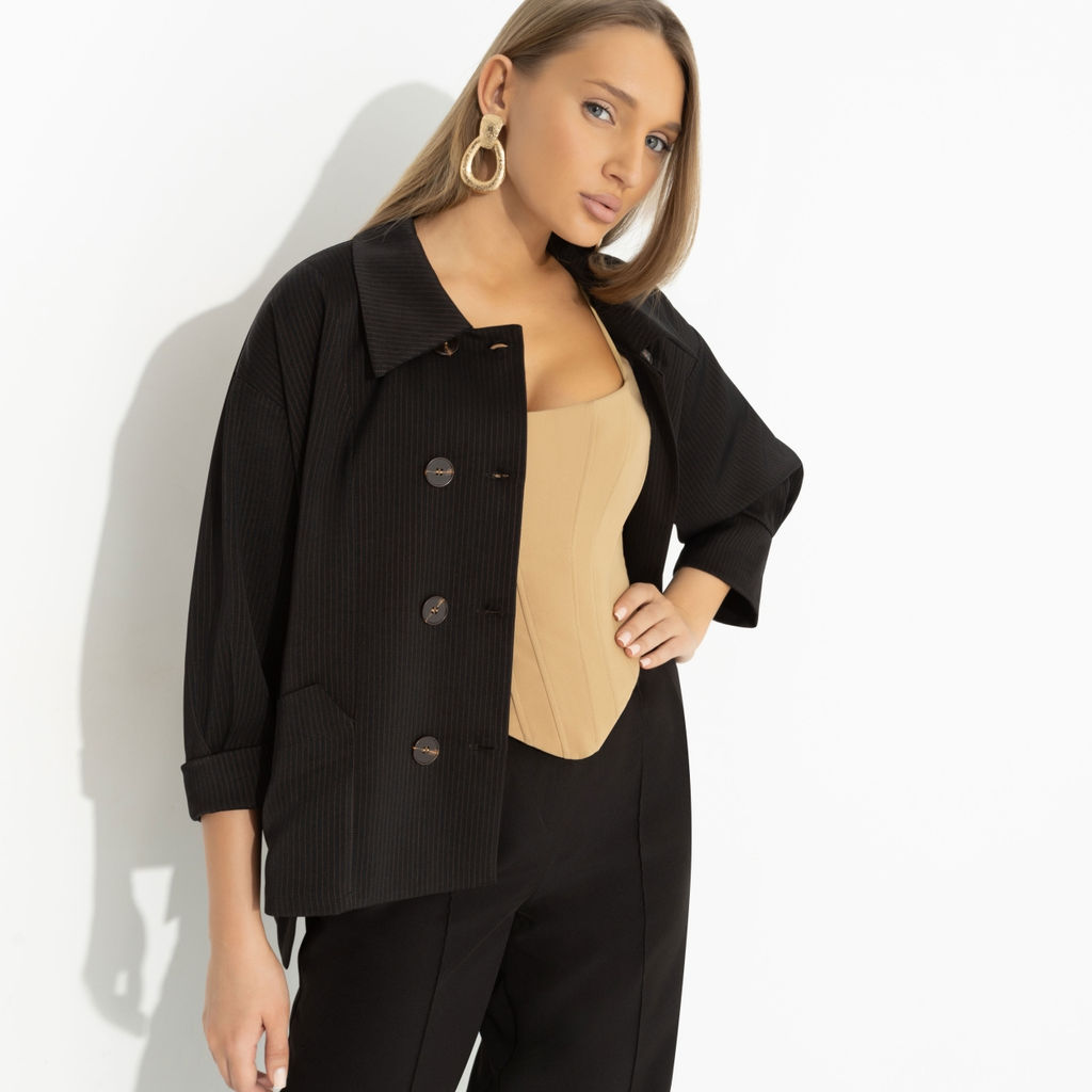 Жакет в полоску, Безупречные манеры (черный) - Charutti фото 6