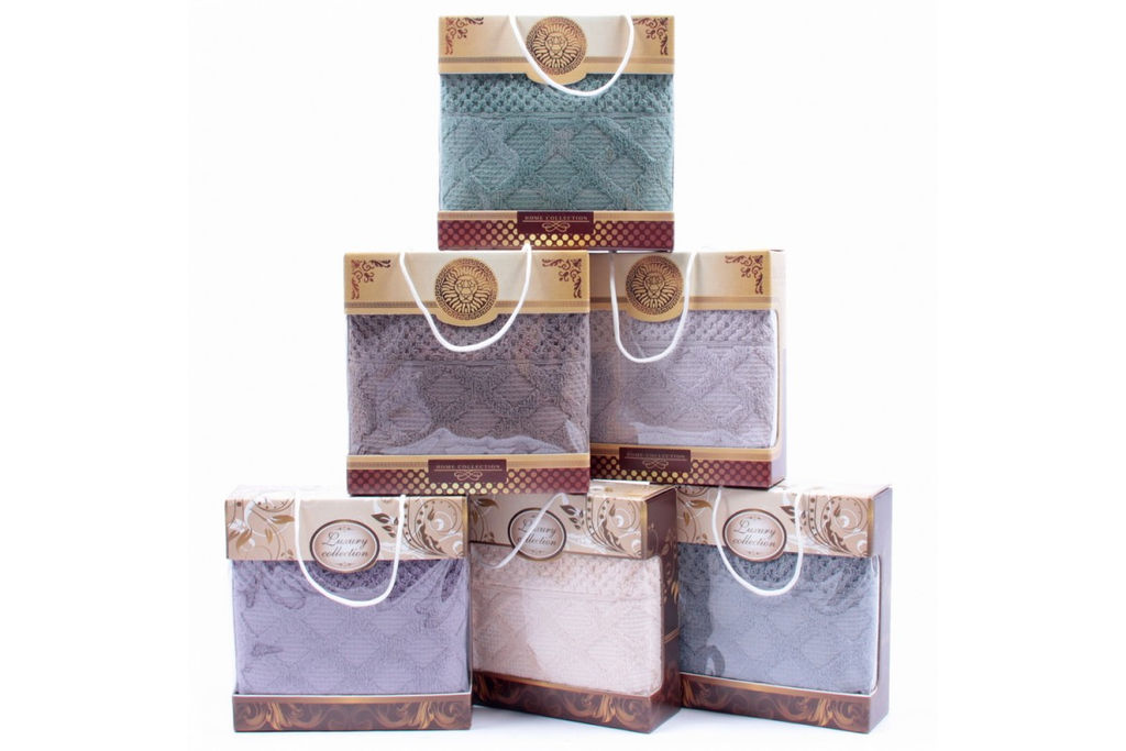 Набор полотенце махровое Ромбы 88-111-112 в коробке Л