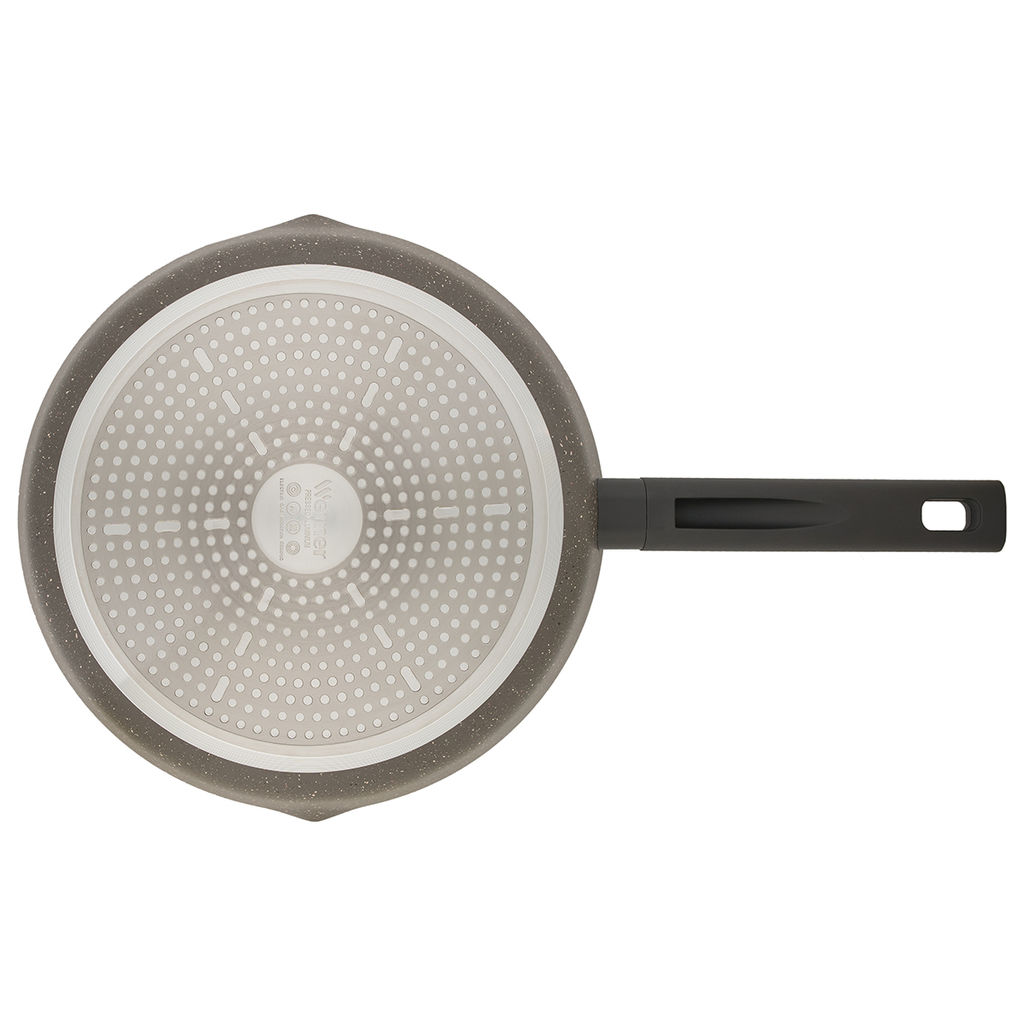 51448 WERNER Сковорода ORGANIC STONE STYLE 28x5,5 см с индукционным дном, с двухслойным антипригарным покрытием Pfluon, бакелитовая ручка с покрытием Soft Touch. Цвет: коричневый. Материал: прессованный алюминий. Толщина стенок и дна: 2,8 мм.  фото 4