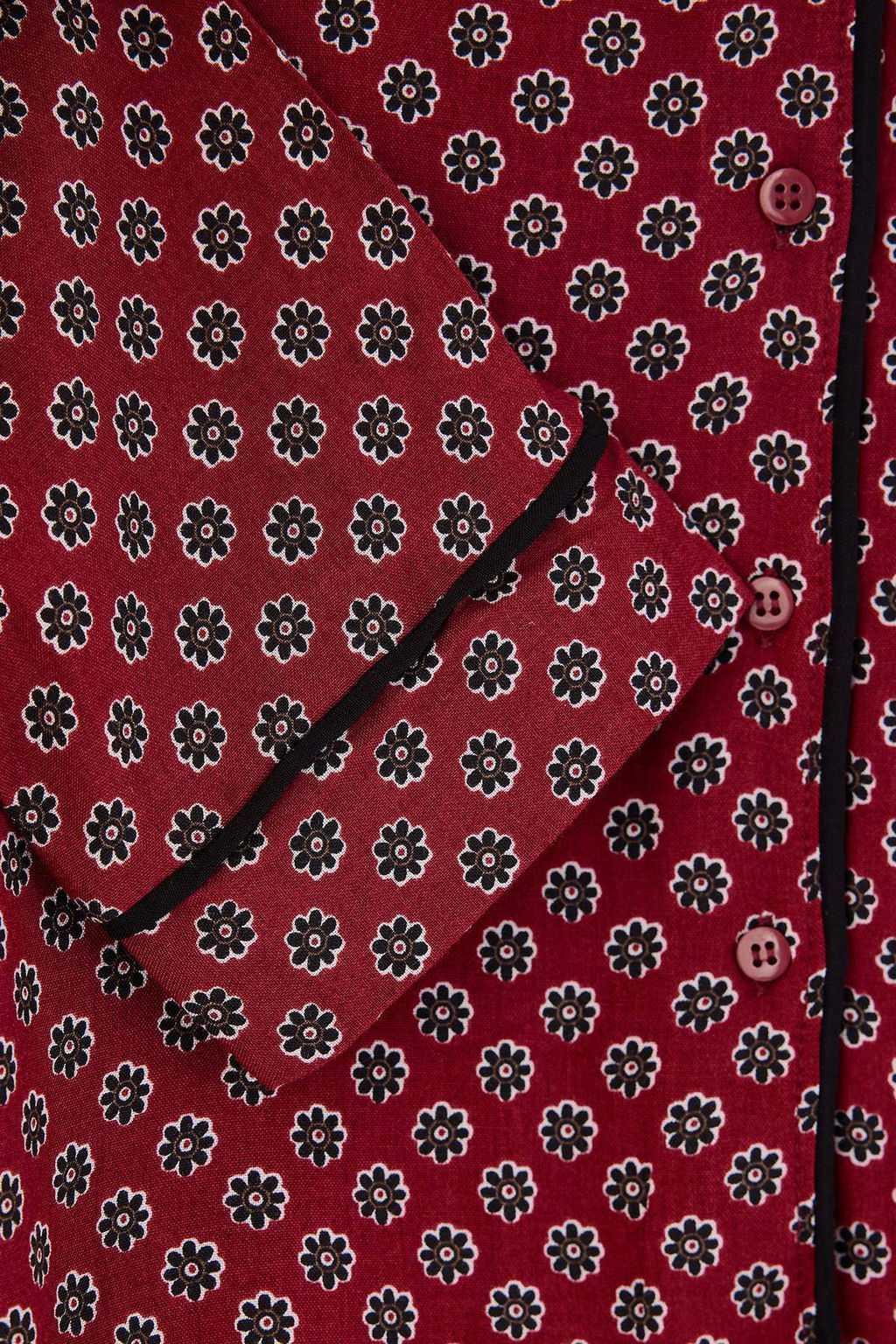 Bordo _i_ekli Biye Detayl_ Dokuma Pijama Tak_m_ THMAW27PT00047