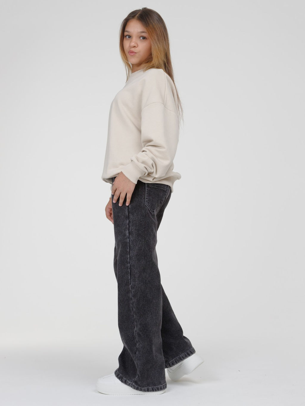 Джинсы-трубы утеплённые для девочек - Синий мир фото 6