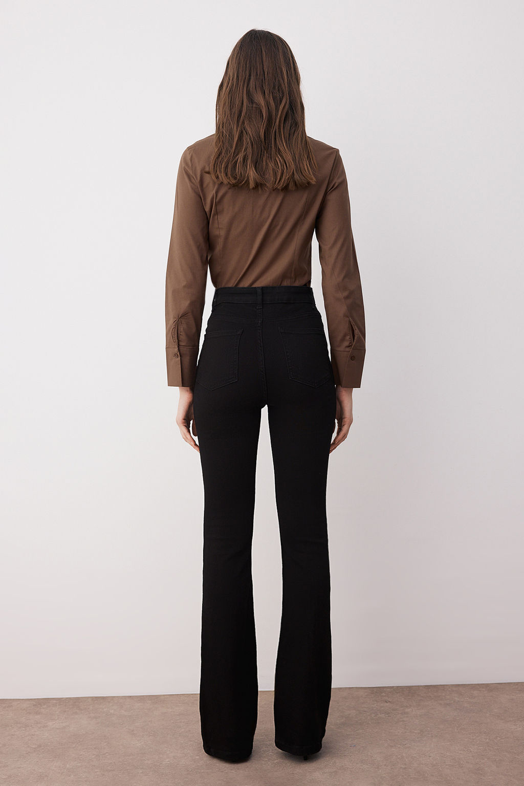 Koyu Mavi Yuksek Bel Flare Jeans TWOSS25JE00052 - Trendyolmilla фото 9