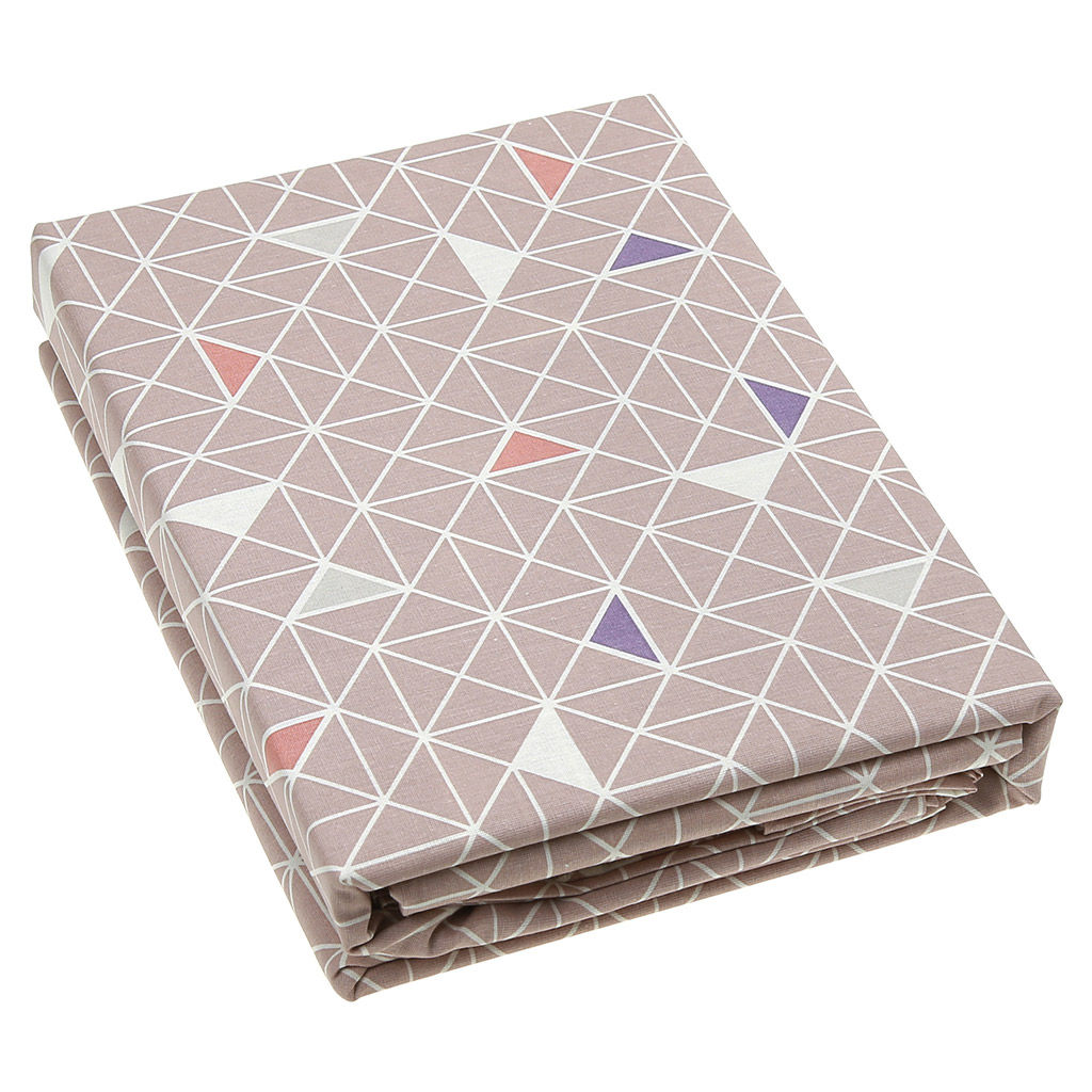 Постельное белье, комплект Дуэт (семейный) Треугольники, мокко 5 предметов: 2 пододеяльника 145х215см, евро-простыня 220х240см, 2 наволочки 70х70см с клапаном-запахом, бязь 121г/м2, хлопок 100%, упаковка классическая ПВХ 34,5х41см, Домашняя мода  фото 3