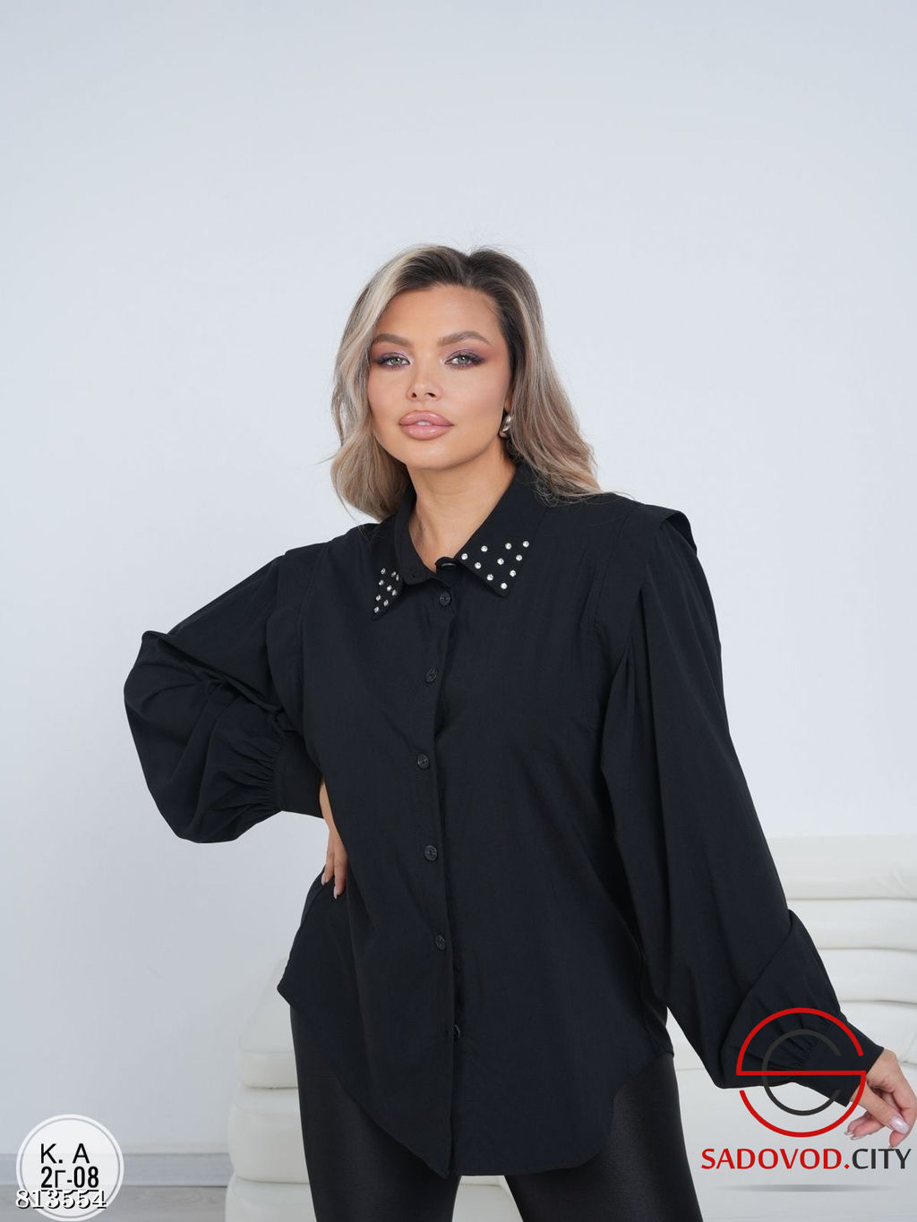 Рубашка женская со стразами - Bruno фото 2