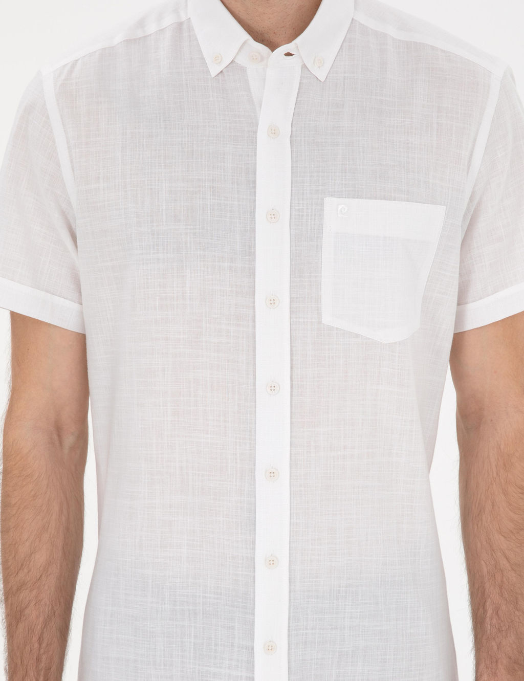 Beyaz Keten G_r_n_ml_ Regular Fit K_sa Kollu G_mlek - Pierre cardin фото 6