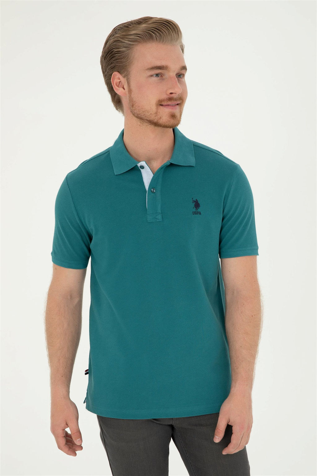 U. S. Polo Assn / Мужская темно-зеленая базовая футболка - U.s. polo assn фото 3
