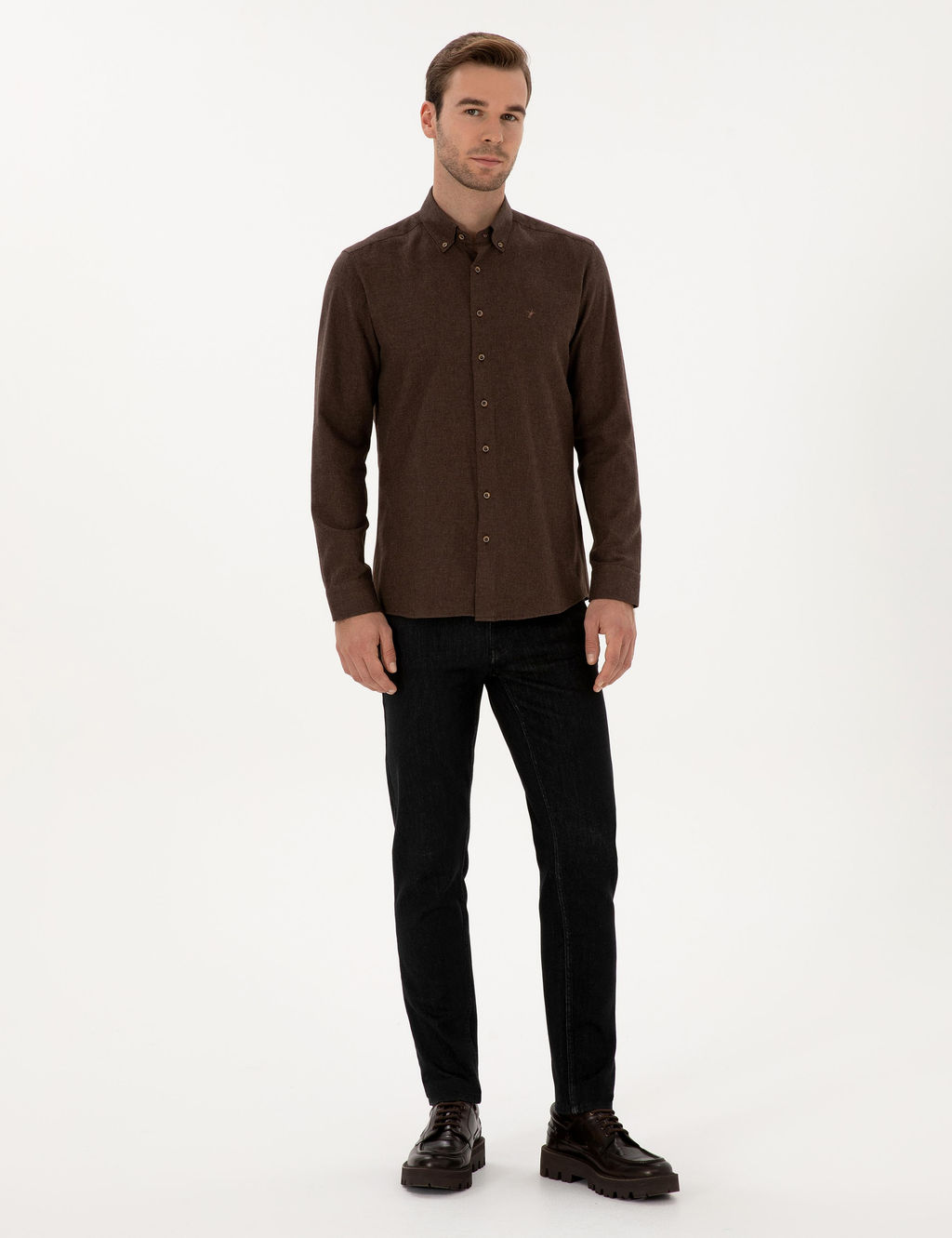 Koyu Kahverengi Slim Fit Uzun Kollu G_mlek - Cacharel фото 4