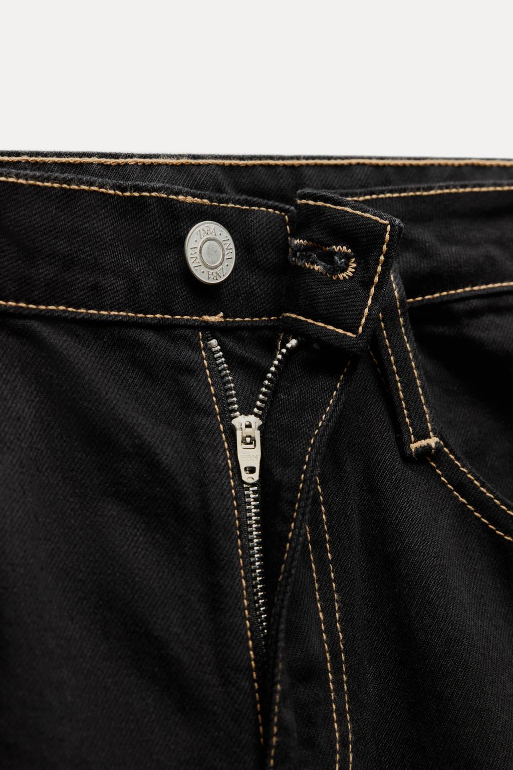 HIGH-WAIST TRF JEANS WITH TOPSTITCHING AND TURN-UP HEMS - Zara фото 4