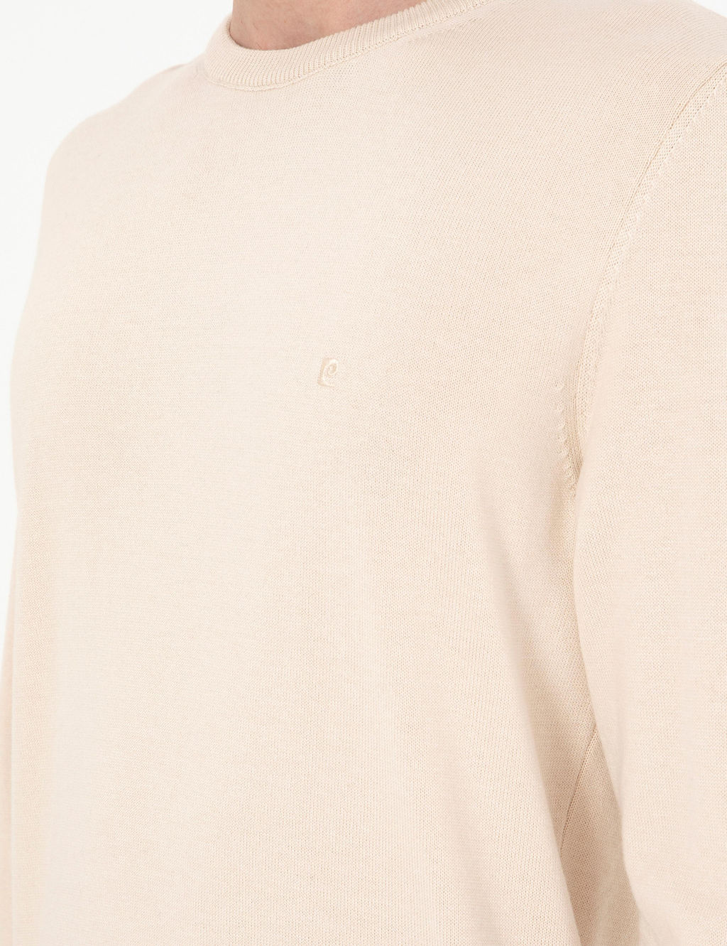 Bej Slim Fit Bisiklet Yaka Basic Triko Kazak - Pierre cardin фото 7