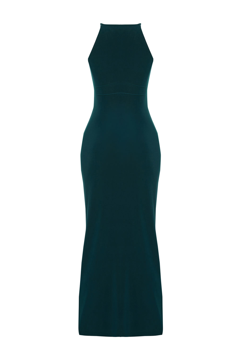 TRENDYOLMILLA Zumrut Yesili Limited Edition Halter Yaka Drapeli Vucuda Oturan Esnek Kalem Elbise TWOSS24EL00557  фото 5