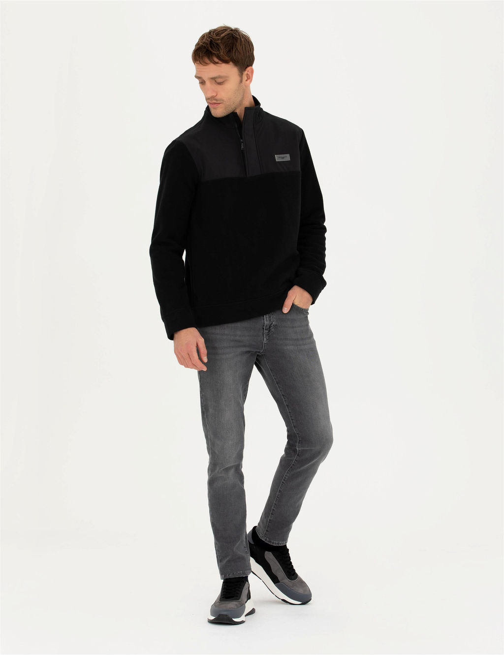 Siyah Regular Fit Sweatshirt - Pierre cardin фото 4