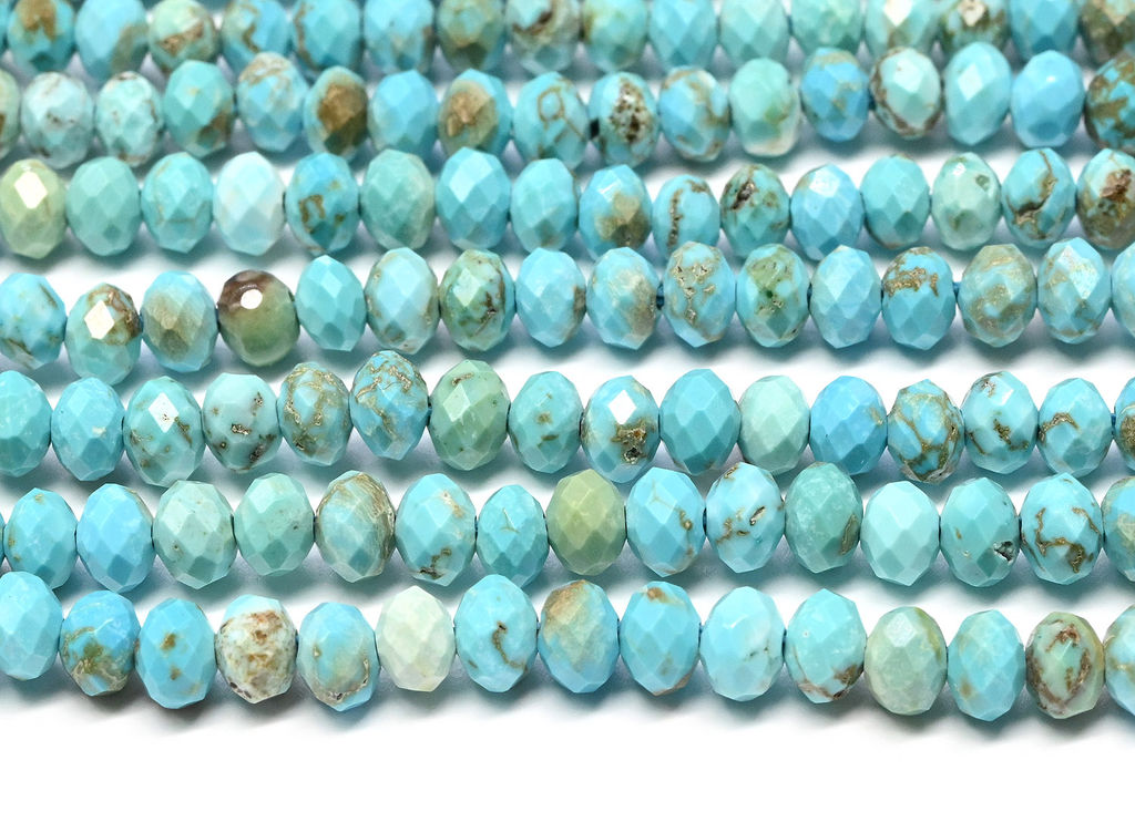 Бусины из бирюзы рондель гр.4*3мм, 38см, 124 бусин Радуга камня