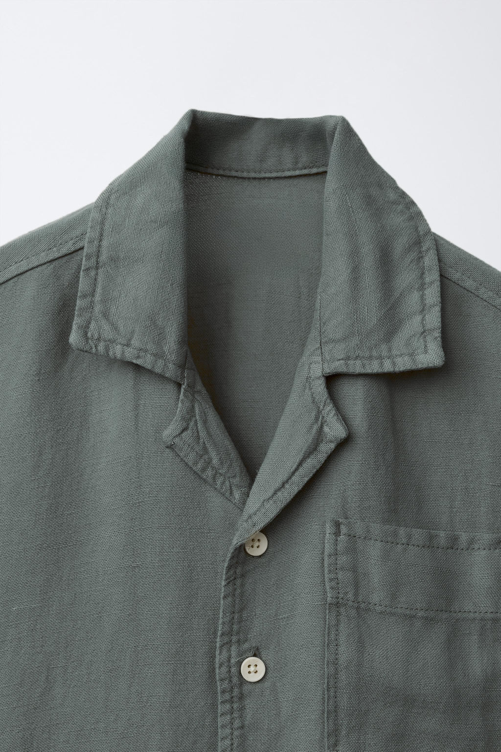 CAMISA BOWLING FLUIDA CON LINO / Marino - Zara фото 3