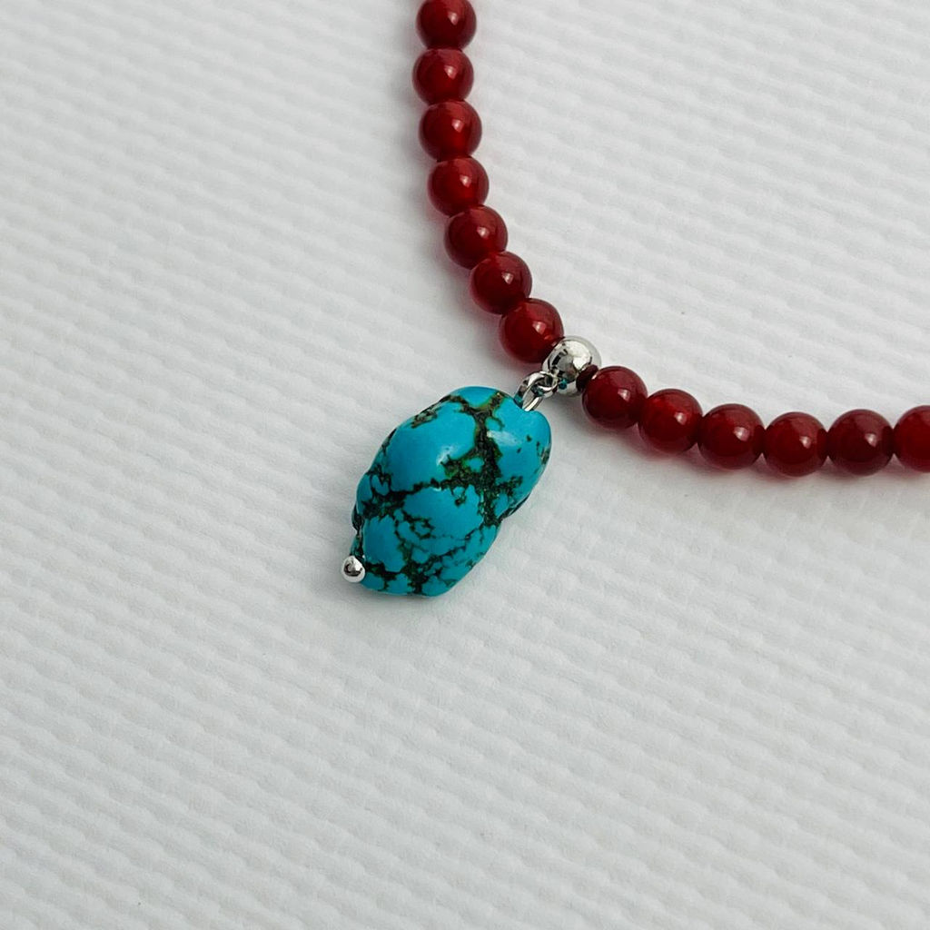 Колье из Сердолика и Бирюзы 45 см +