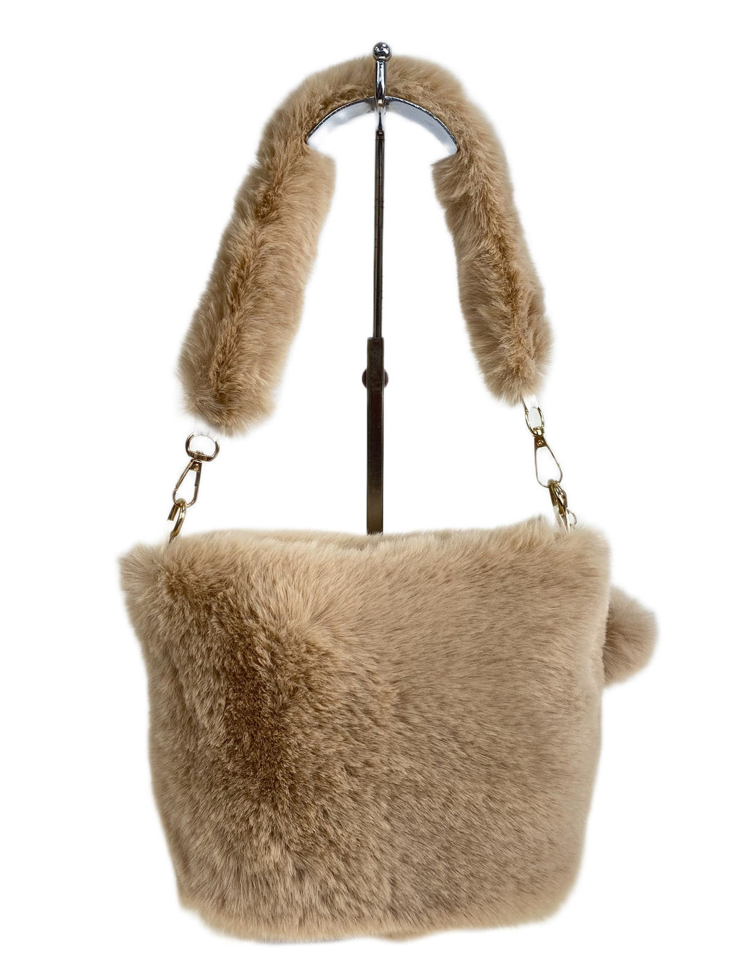 Женская сумка из искусственного меха, цвет светло коричневый - Greta фото 2