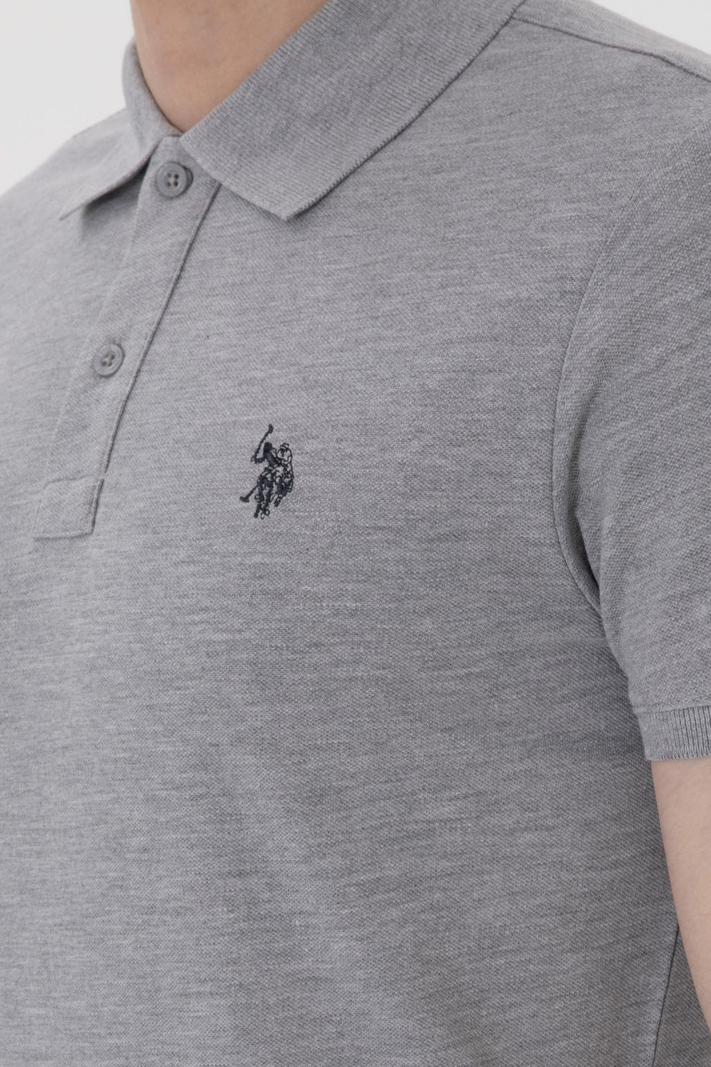 Erkek Slim Fit Polo Yaka Gri Melanj Basic Ti__rt Sepette S_rpriz _ndirim - U.s. polo assn фото 7