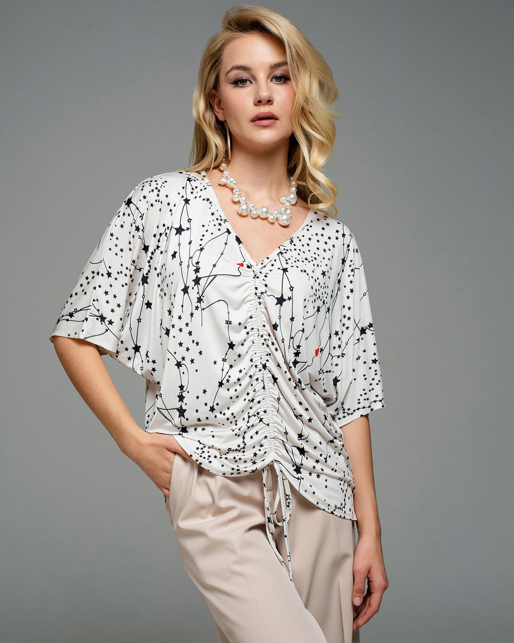 вискозная Футболка со сборкой