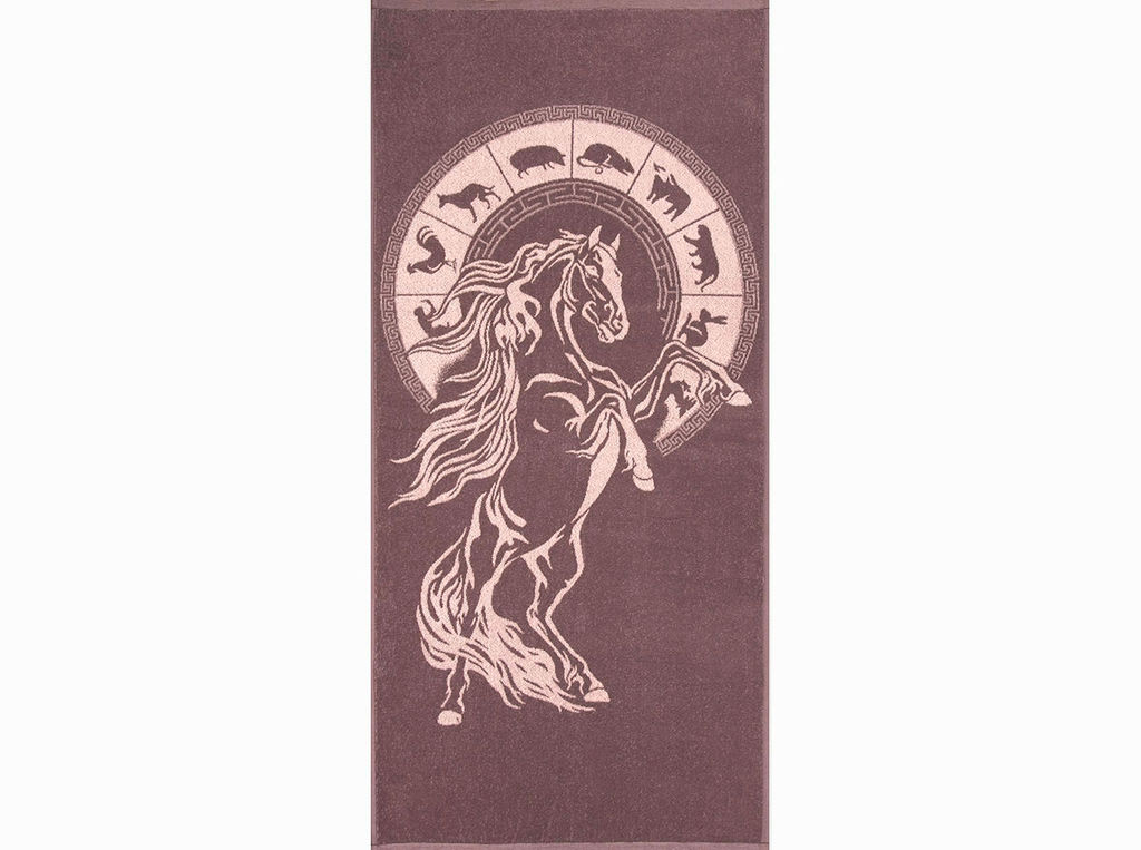 Полотенце махровое 6с102.411ж1 Гороскоп-лошадь(т.с.мальв1) 67х150см