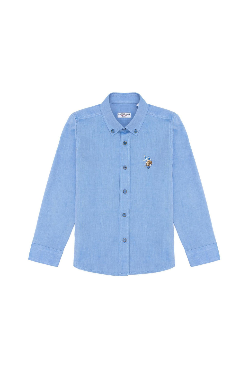 Темно-синяя базовая рубашка с длинным рукавом для мальчиков - U.s. polo assn фото 3