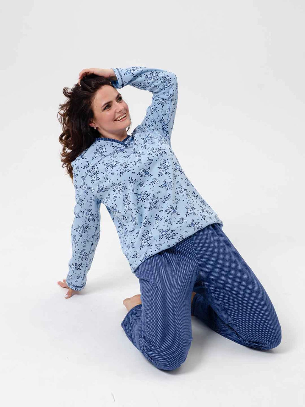 Пижама женская, цвет голубой синий