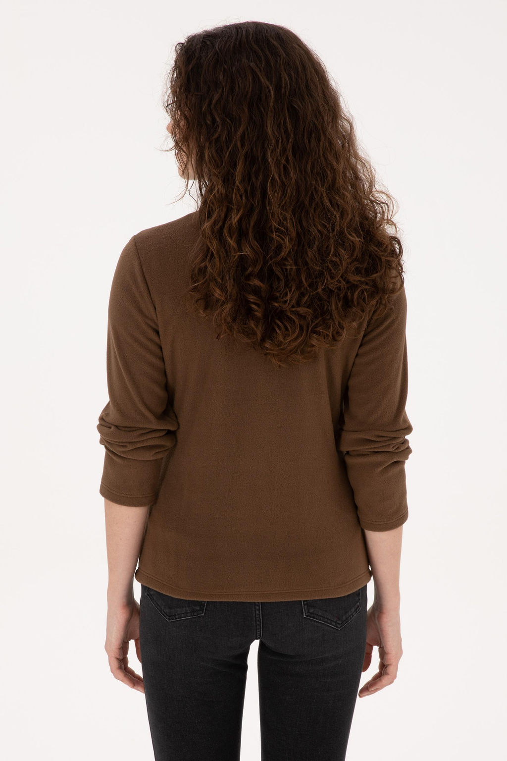 Kad_n Kahverengi Fermuarl_ Dik Yaka Polar Sweatshirt - U.s. polo assn фото 5