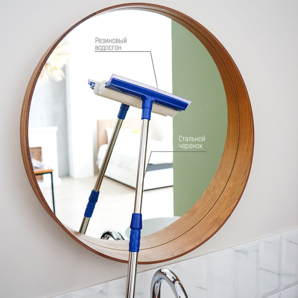 Окномойка с поролон. насадкой, стальная телекопич.ручка, сгон силикон 20*7,5*48(77) см, арт. 1860192 - Полимербыт фото 5