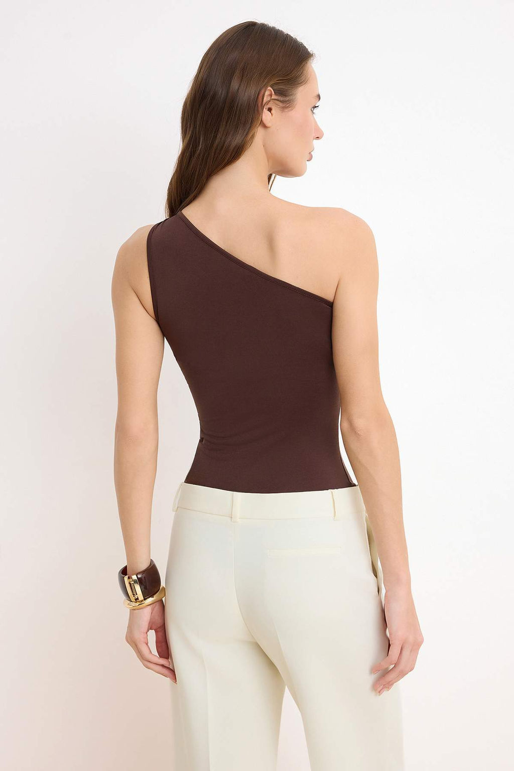 Koyu Kahverengi Tokal? Aksesuar Detayl? Fitted/Vucuda Oturan C?tc?tl? Esnek Orme Body TWOSS25BD00001