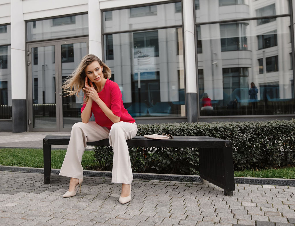 Брюки с завышенной талией сливочный - Donna saggia фото 2