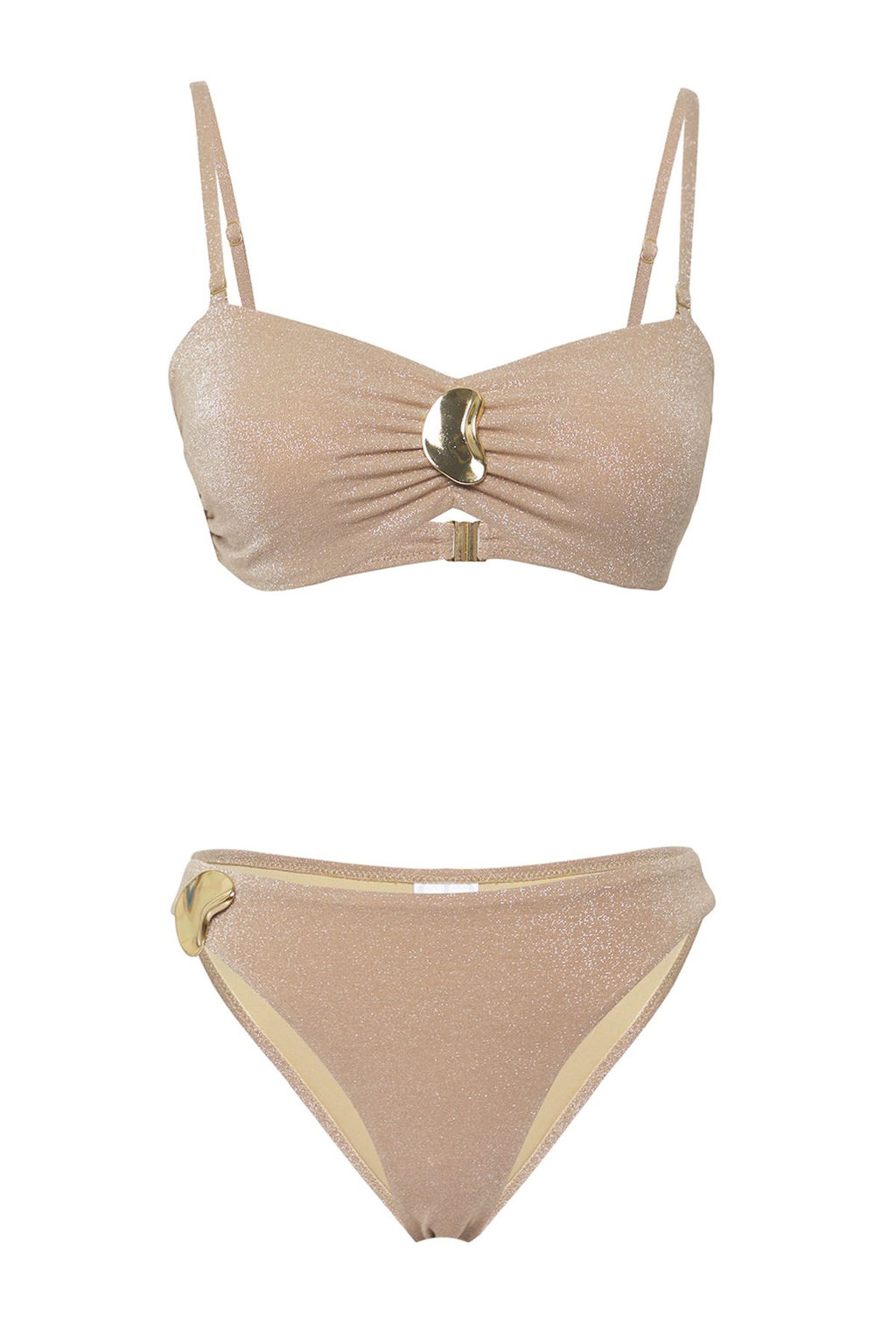 Trendyolmilla Vizon Straplez Aksesuarl? Simli Regular Bikini Tak?m? TBESS25BT00092  фото 5