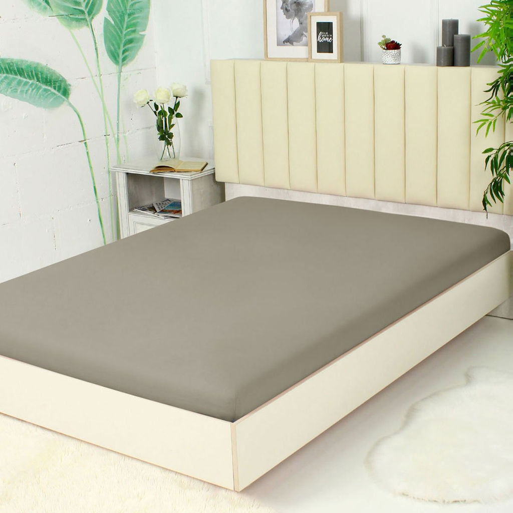 Простыня из сатина гладкокрашенного на резинке - Бронза 140х200х20