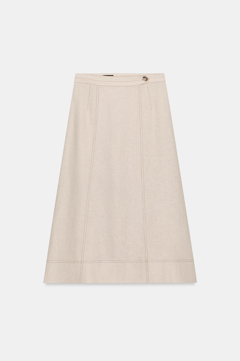 FALDA CRUZADA PESPUNTES CON LINO / Beige claro - Zara фото 2